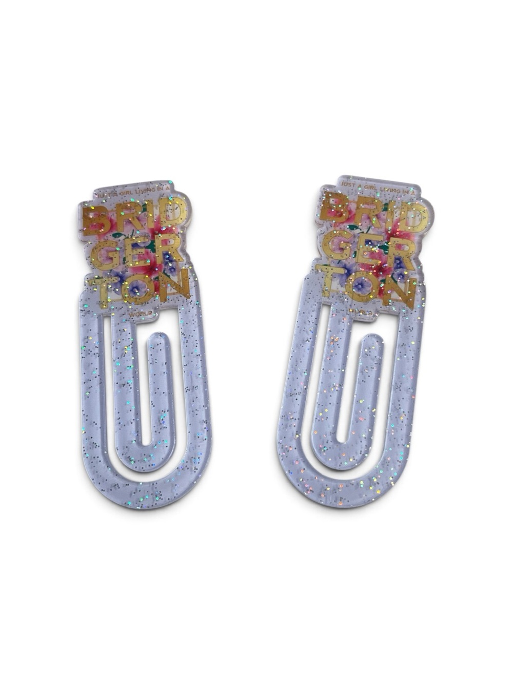 Bridgerton Glitter Acrylic Paperclips or Bookmarks - a set of 2
